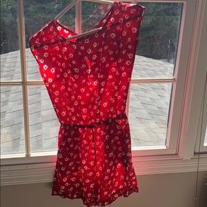 Floral White and Red Printed Romper